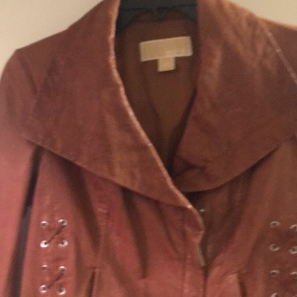 Michael Kors Leather Jacket Chestnut Luggage Col - Picture 3 of 5